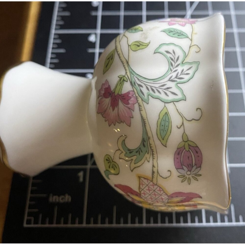 Minton Haddon Hall Bone China Footed Egg Cup Vase England Floral Gold Trim 3" - Picture 5 of 5